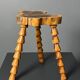 Midcentury brutalist artisanal wood turned handmade tripod stool, ca 1960s