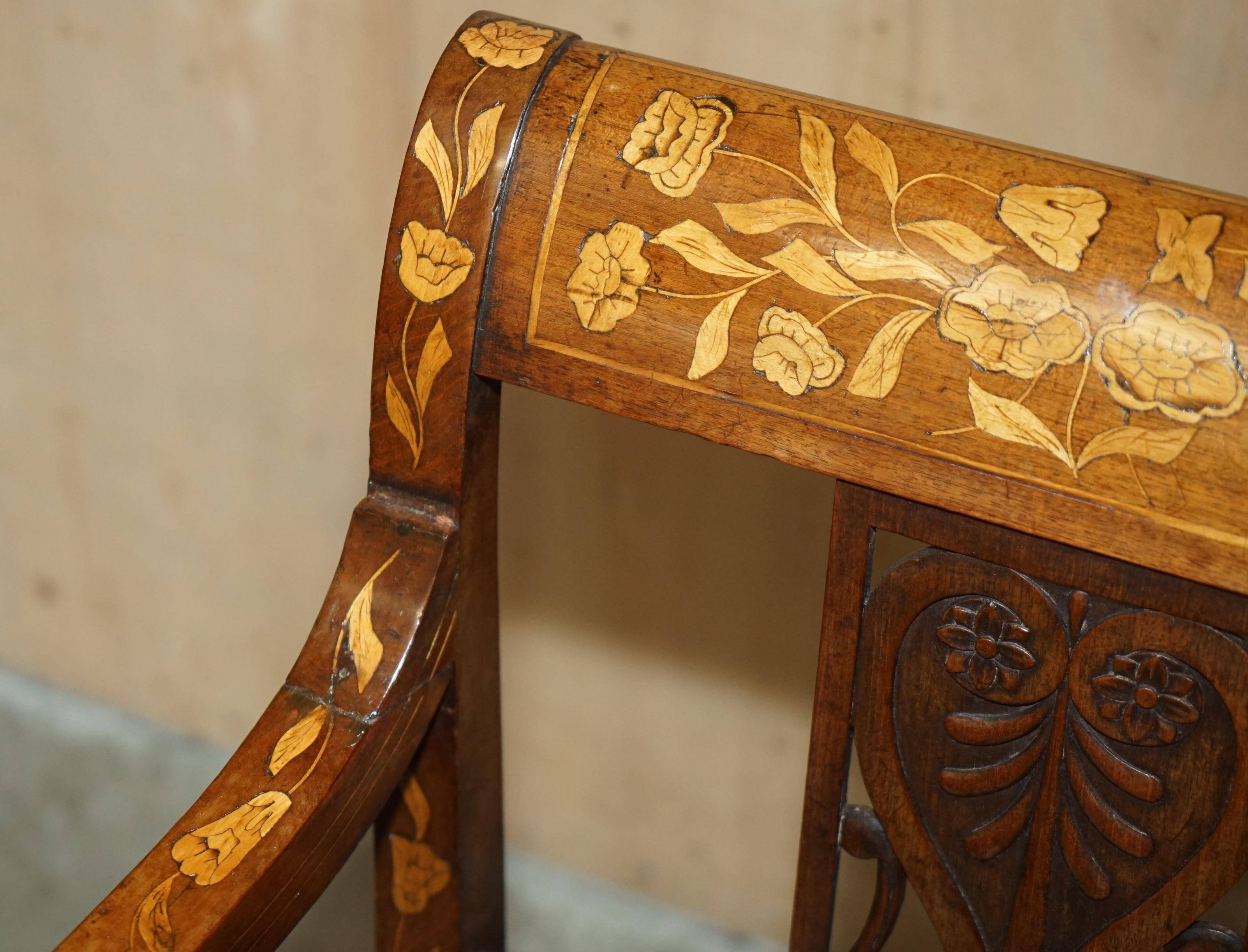 Chesterfield leather office chair with Dutch marquetry