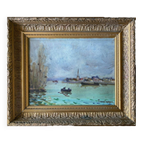 HST painting signed Georges FERRO-LA GREE (born 1941) Landscape of Loire Bréhémont?