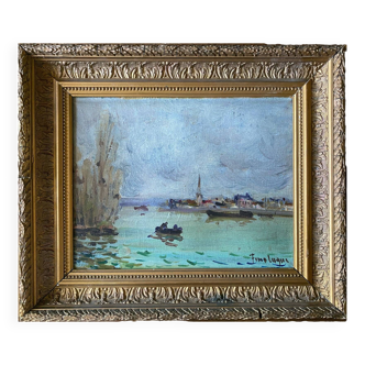 HST painting signed Georges FERRO-LA GREE (born 1941) Landscape of Loire Bréhémont?