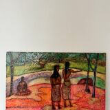Landscape on cardboard