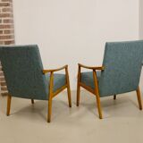 Pair of vintage armchairs in beech year 60
