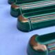 4 porte-couteaux vintage style Art Déco, émail vert émeraude et or