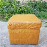 Leather patchwork chuff pouf 1970