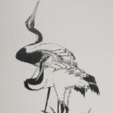 Mokuchu URUSHIBARA: Japanese print, The Herons (White), Signed woodblock print.