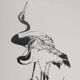 Mokuchu URUSHIBARA : Estampe japonaise, Les hérons (blanc), Gravure sur bois signée