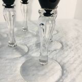 Stemmed glasses, vintage black flutes
