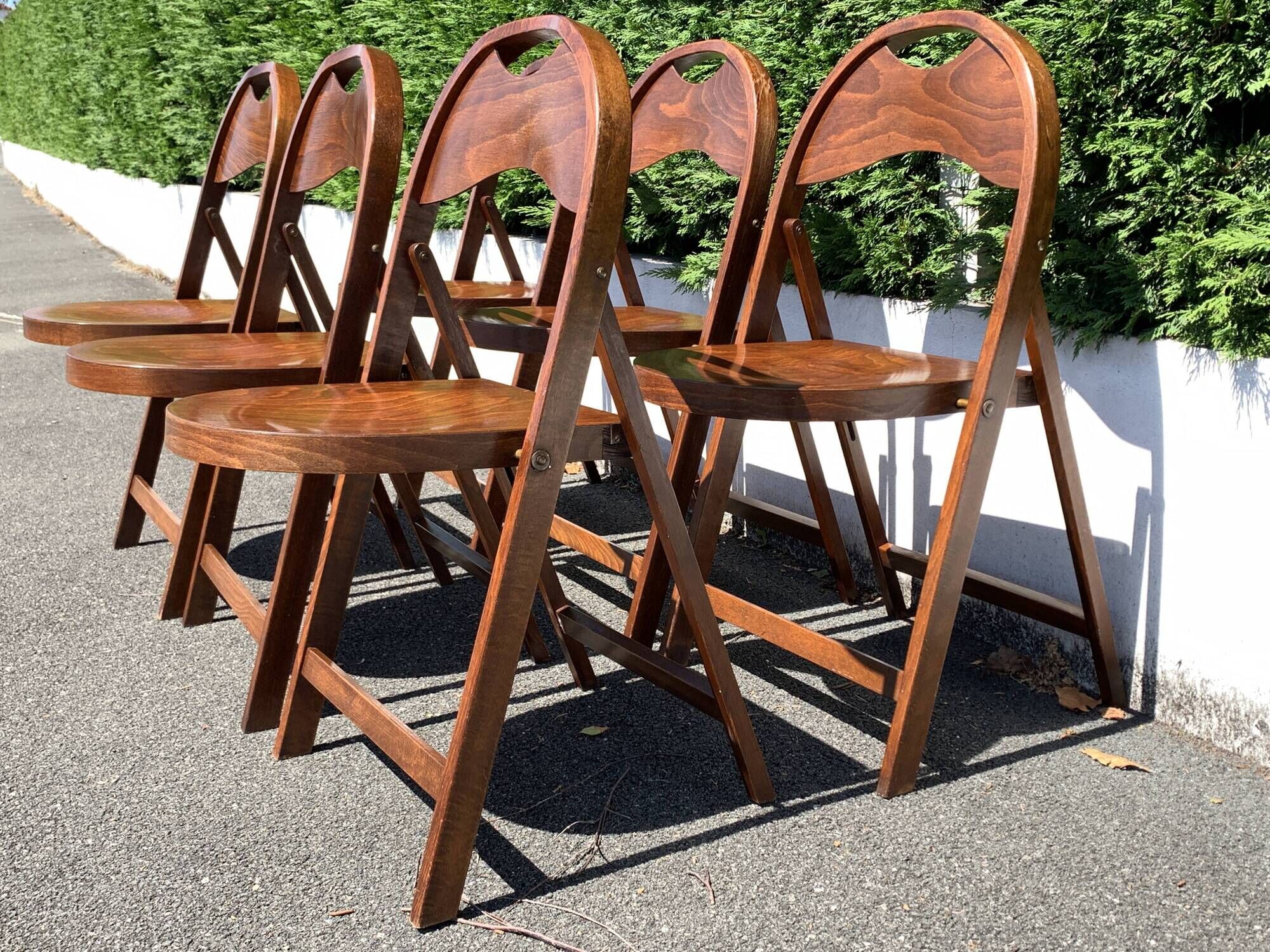 6 wooden folding chairs Stol Kamnik Yugoslavia design Zascitni Zhak