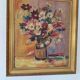 Huile sur panneau vintage signée Hourregue - bouquet de fleurs