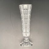 Glass vase, soliflore type, with square patterns