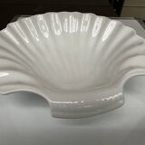 Vintage shell-shaped white earthenware dish d 27 cm / h 7 cm