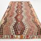 Pastel Tones Geometric Pattern Turkish Woven Wool Kilim Rug, 185x350 Cm