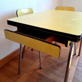 Yellow Formica table and chairs 1970