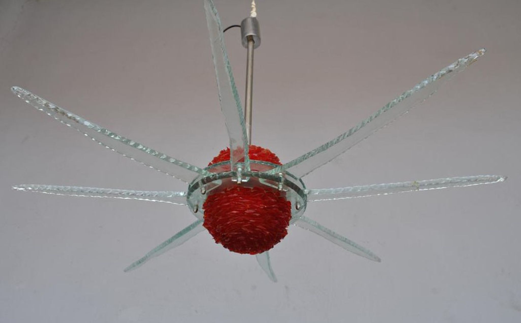 Chandelier design vintage Italian glass 8 branches
