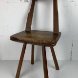 Chaise d'appoint brutaliste artisanale antique fabriquée à la main, style ferme néerlandais