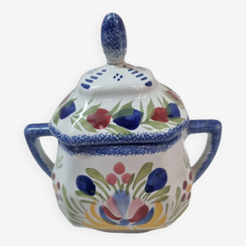 Henriot Quimper sugar pot, earthenware sugar bowl