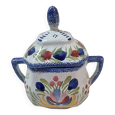 Henriot Quimper sugar pot, earthenware sugar bowl