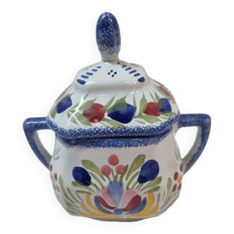 Henriot Quimper sugar pot, earthenware sugar bowl