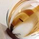 Polychrome glass globe lamp on marble base / vintage 60s-70s