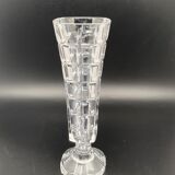 Glass vase, soliflore type, with square patterns