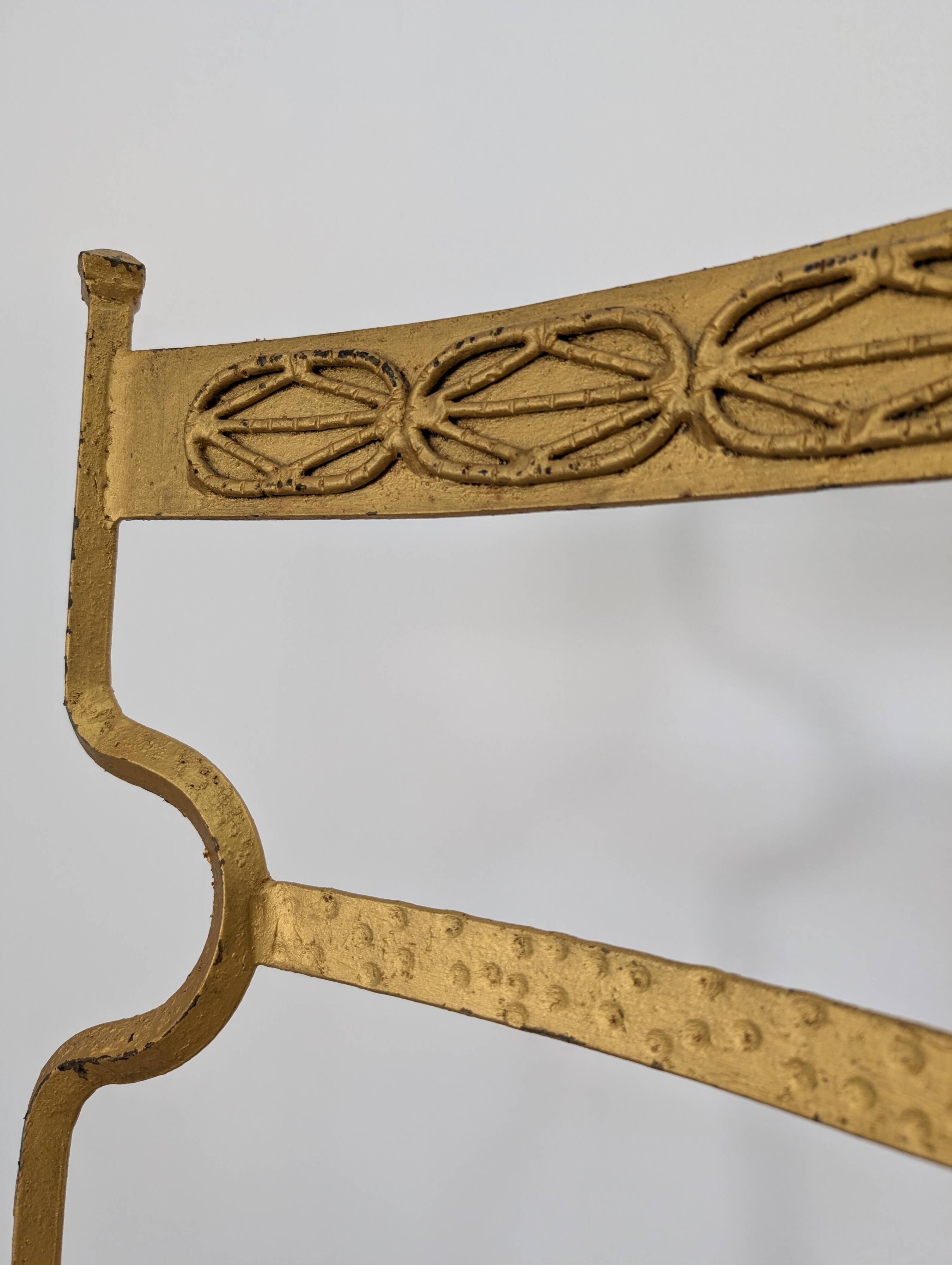 Ensemble de 4 Chaises en Fer Doré et Tissu Fleuri, Espagne, 1980s