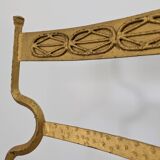 Ensemble de 4 Chaises en Fer Doré et Tissu Fleuri, Espagne, 1980s