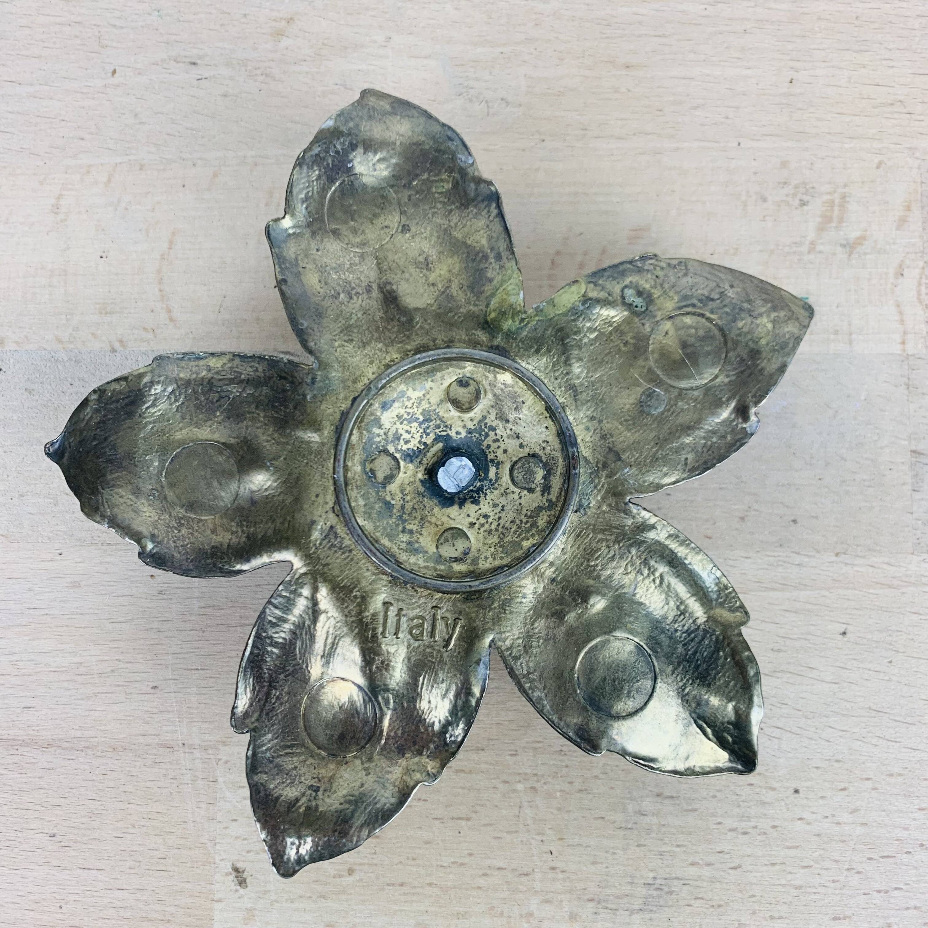 Vintage brass flower candle holder