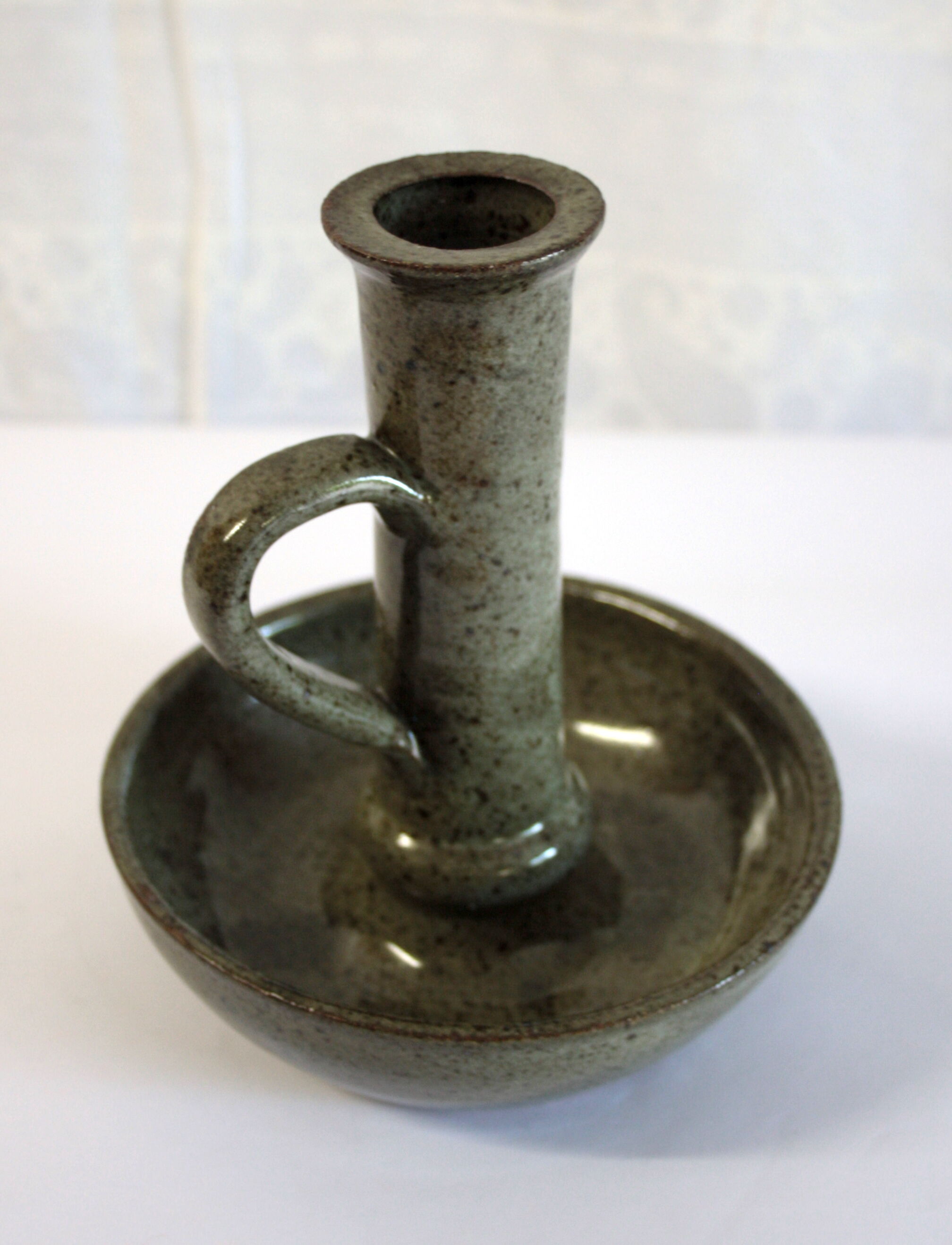 Enamelled stoneware candlestick  - circa 70