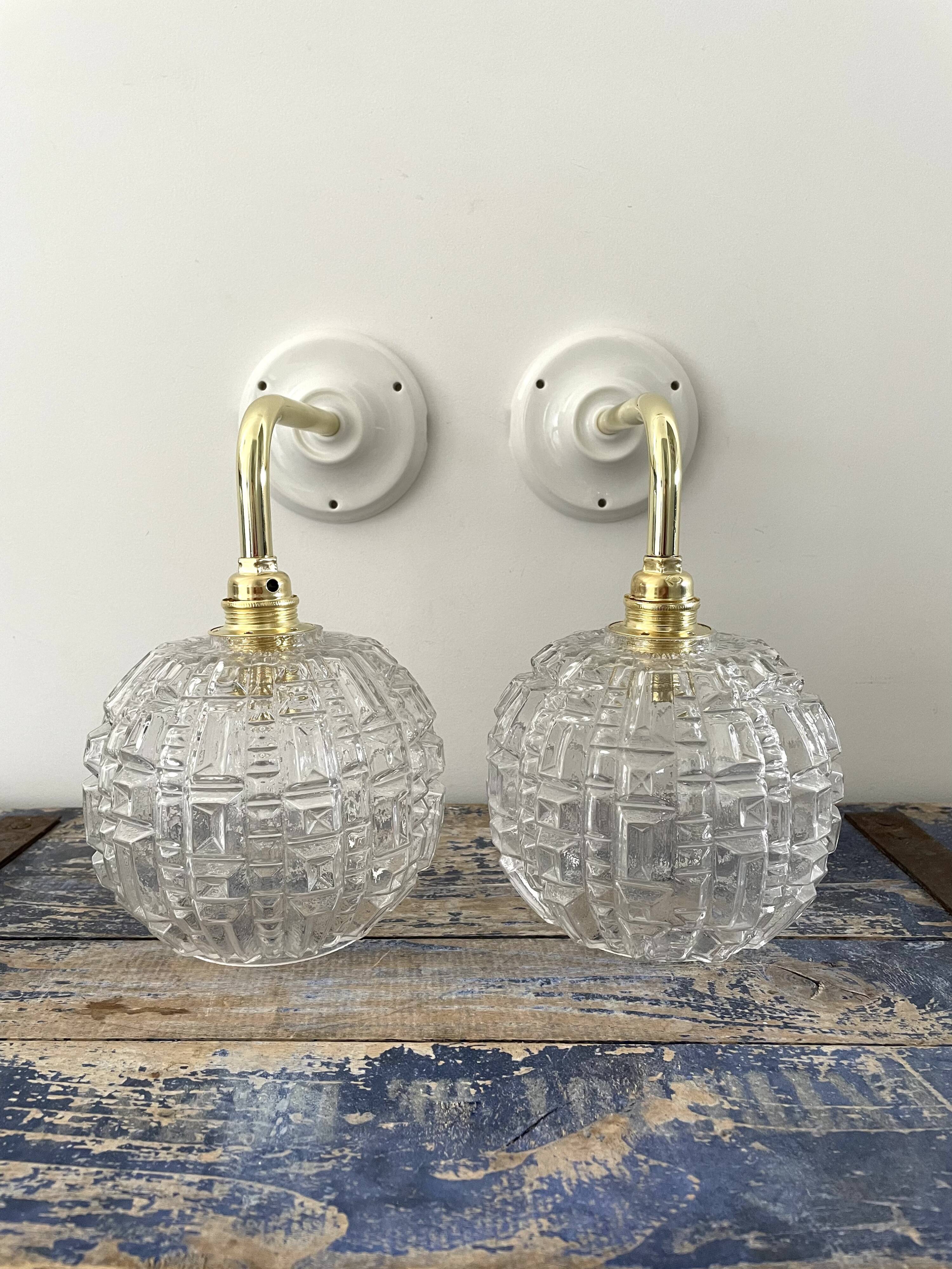 Pair of vintage wall sconces globes