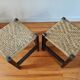 Pair of handcrafted stools from Friuli in carved wood, Italy, circa 1960.