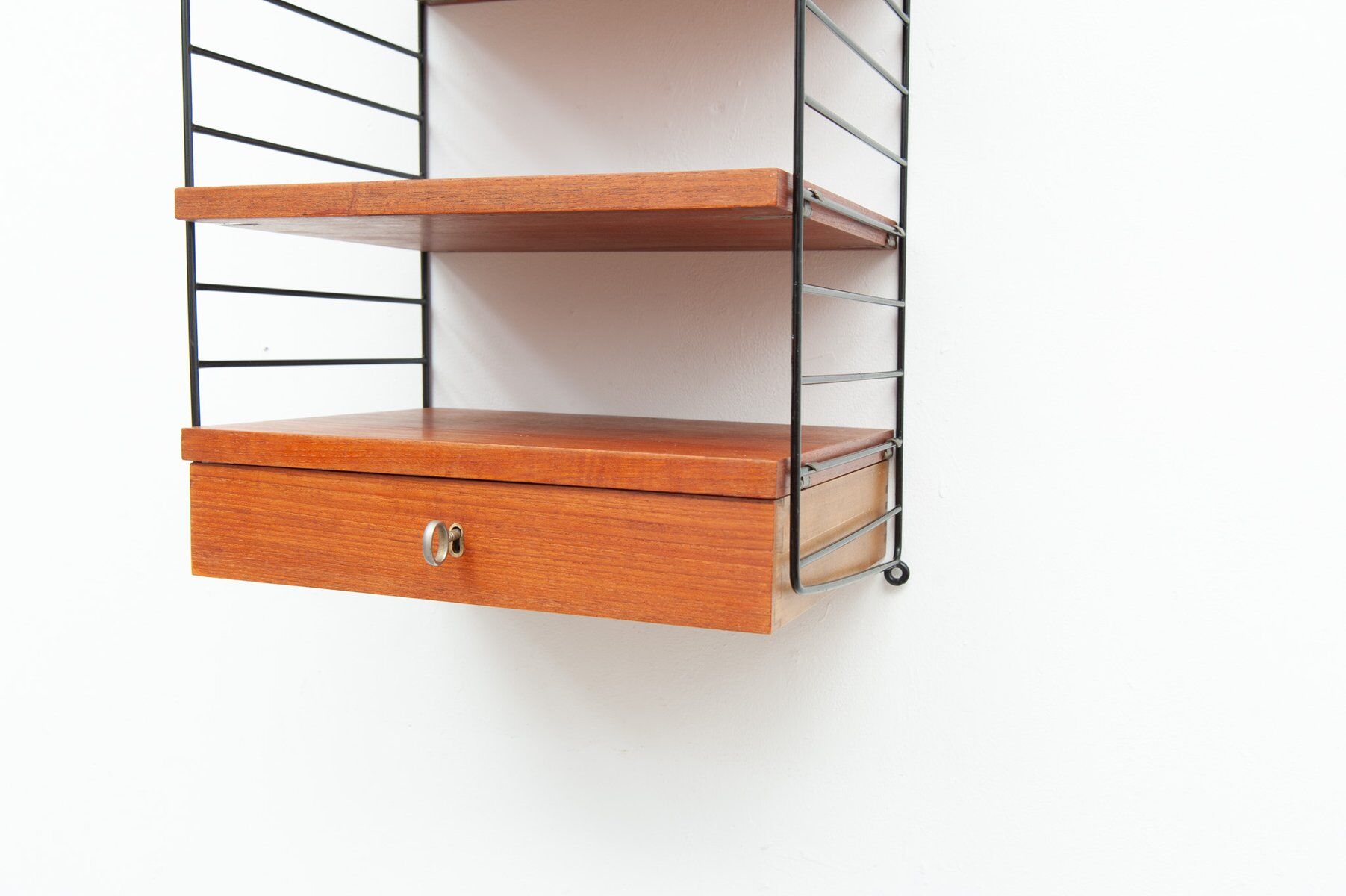 String wall shelf with drawer by Kajsa & Nisse Strinning, 1950s