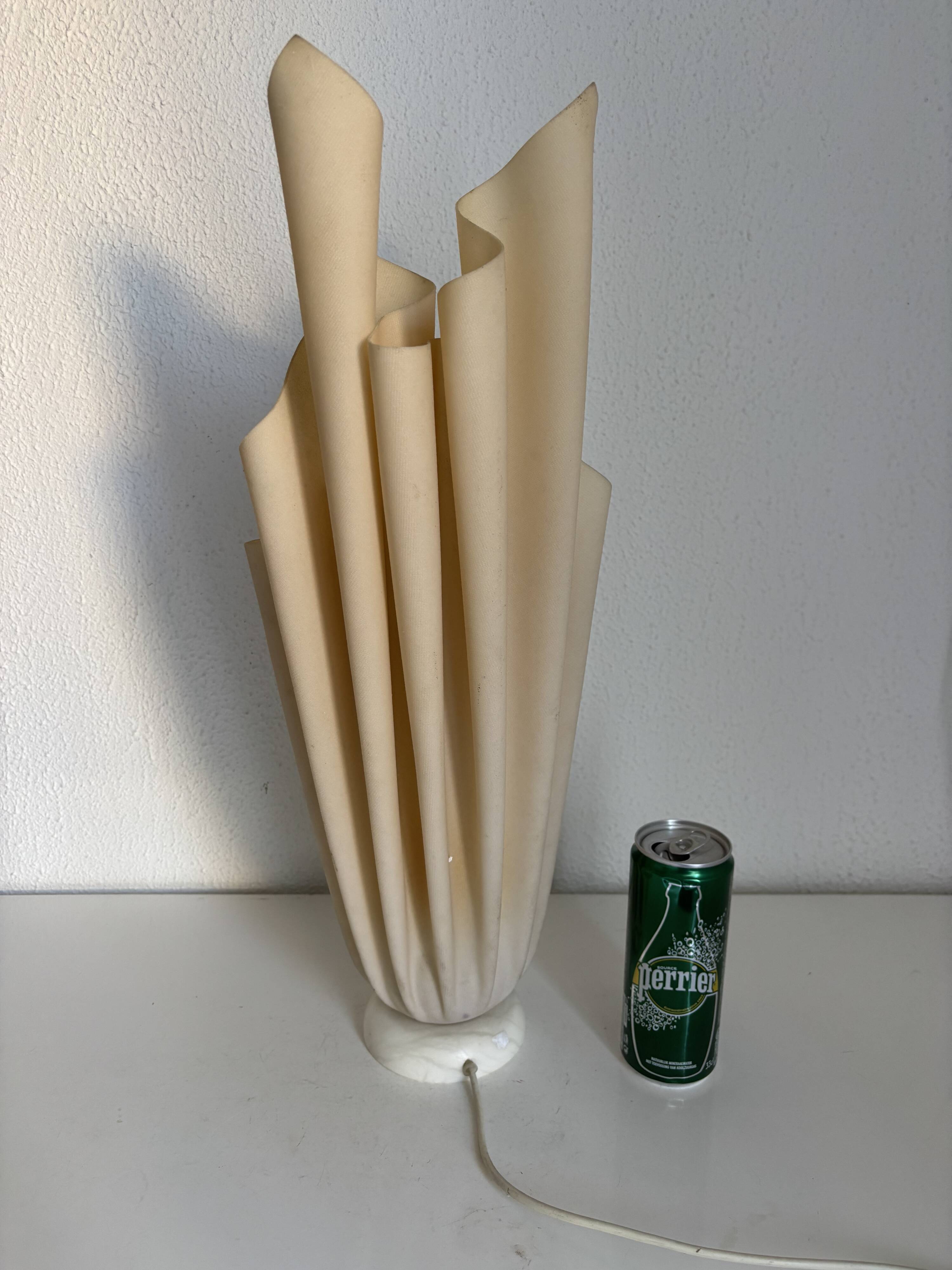 Vintage 1970 Athéna lamp by Georgia Jacob, draped in light salmon - 50 cm