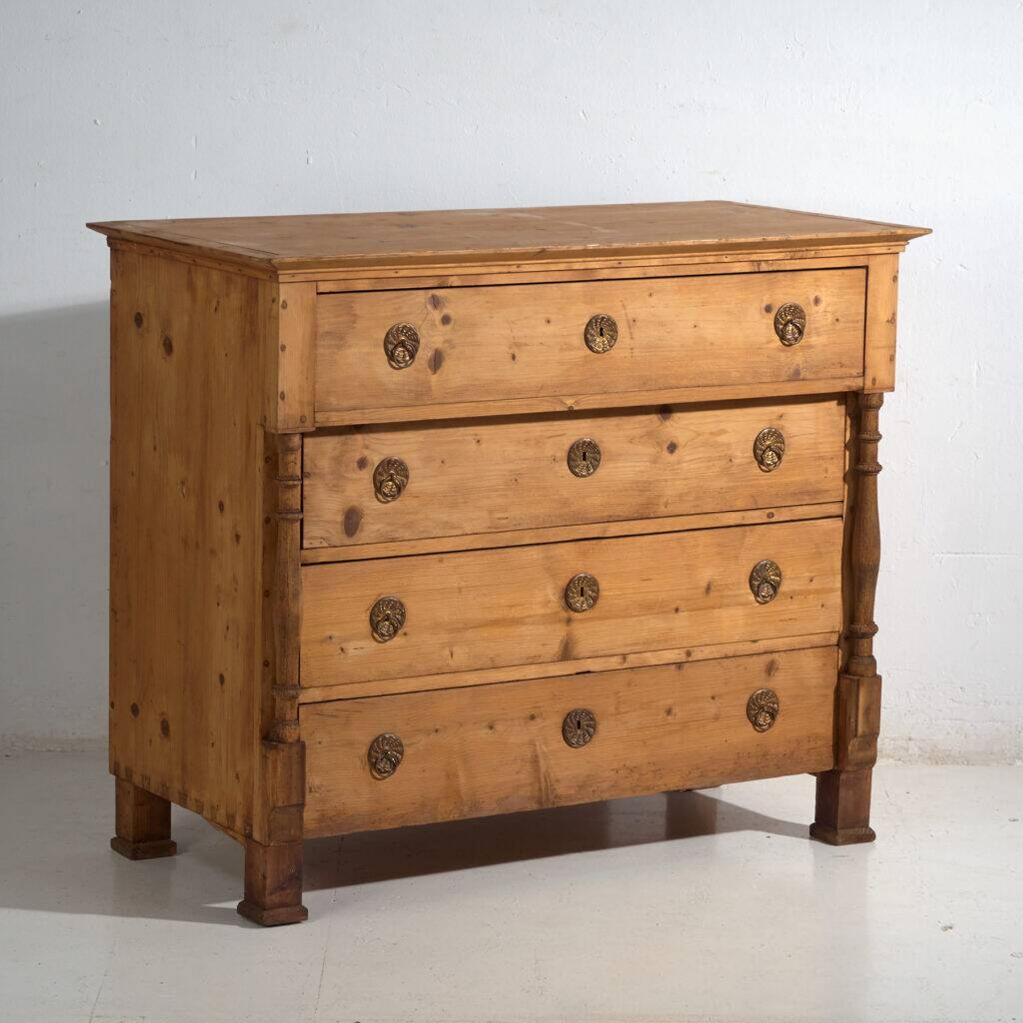 Antique solid pine chest of drawers – European rustic chest of drawers – circa 1900