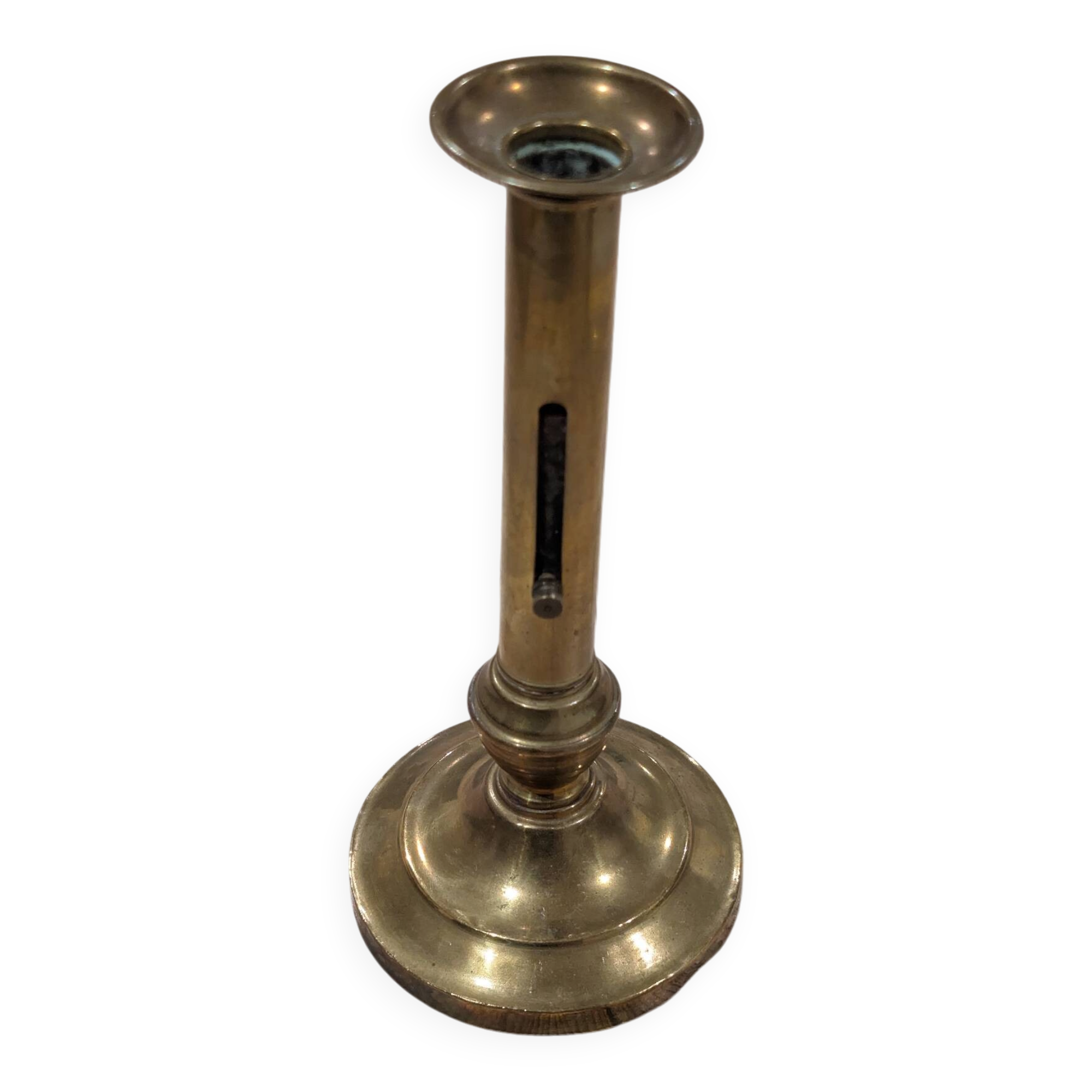 Antique Candle Holder Brass Push Candle 19th Century Vintage Chandelier