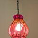 Beautiful Shaded Deep Pink  Murano Blown Glass Wrought Iron Ceiling Light
