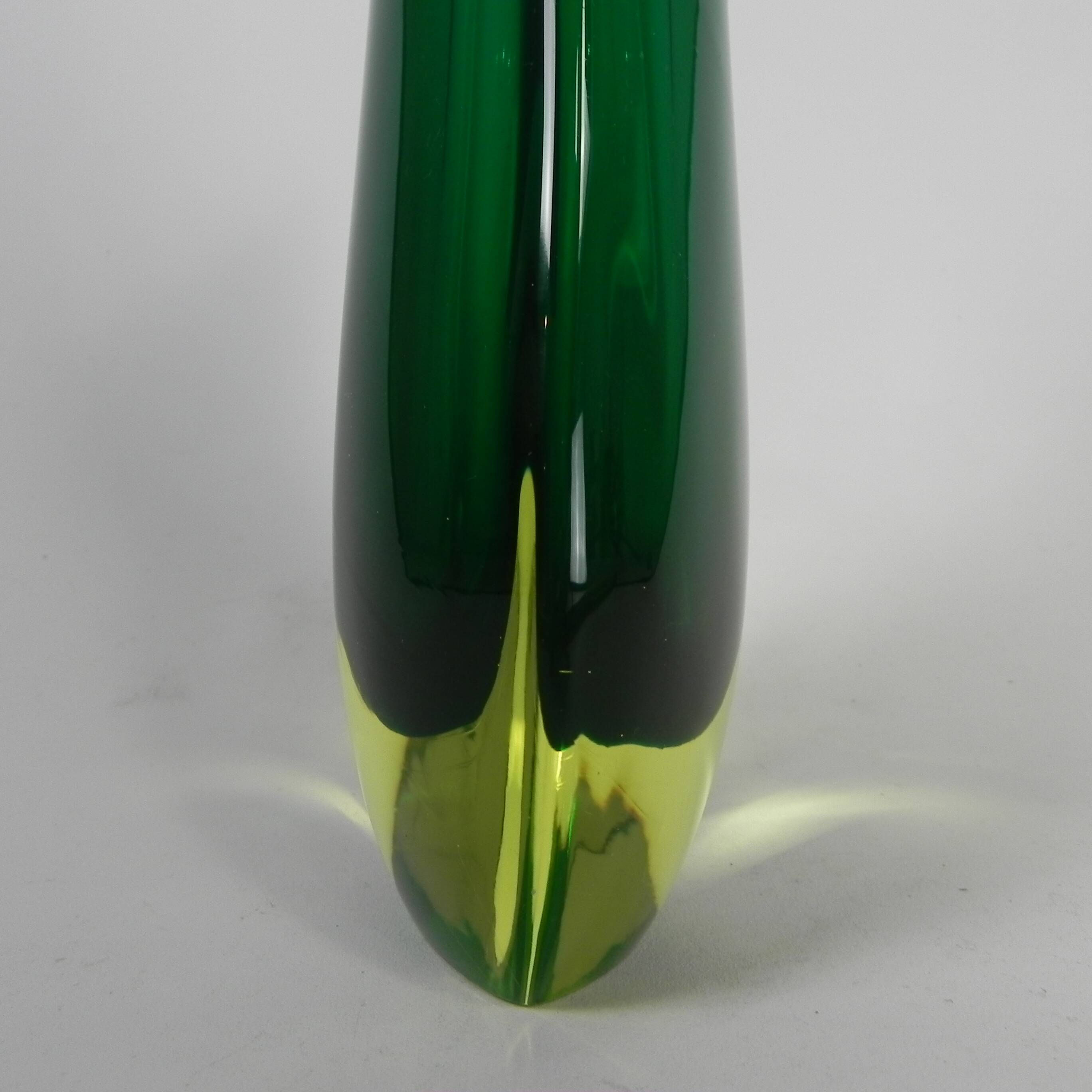 Murano Sommerso vase in green and amber yellow glass, 1960s