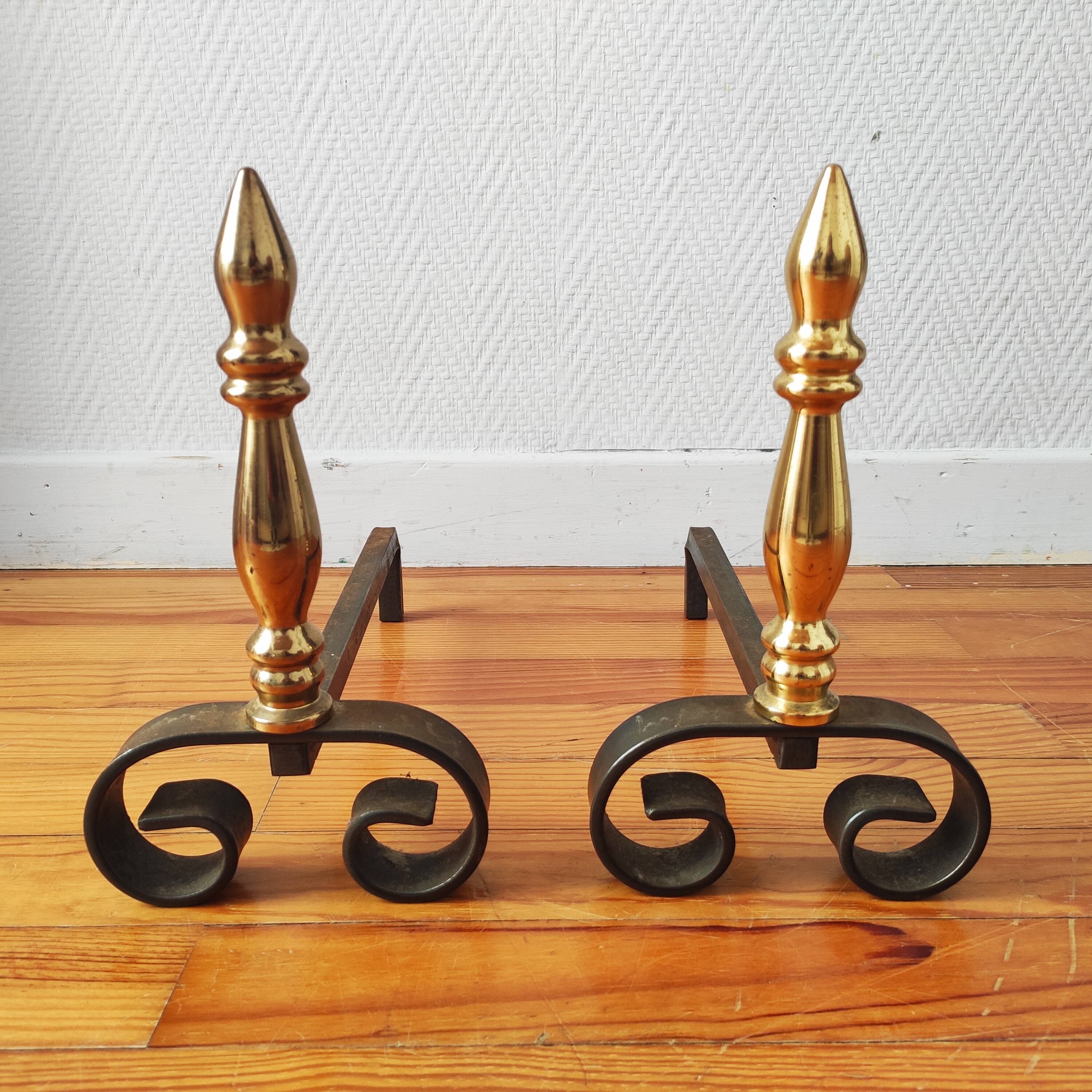 Vintage pair of andirons