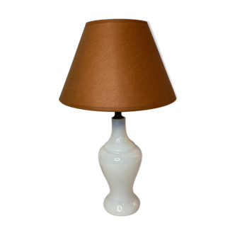 Ancienne lampe à poser pied opaline abat-jour XXème