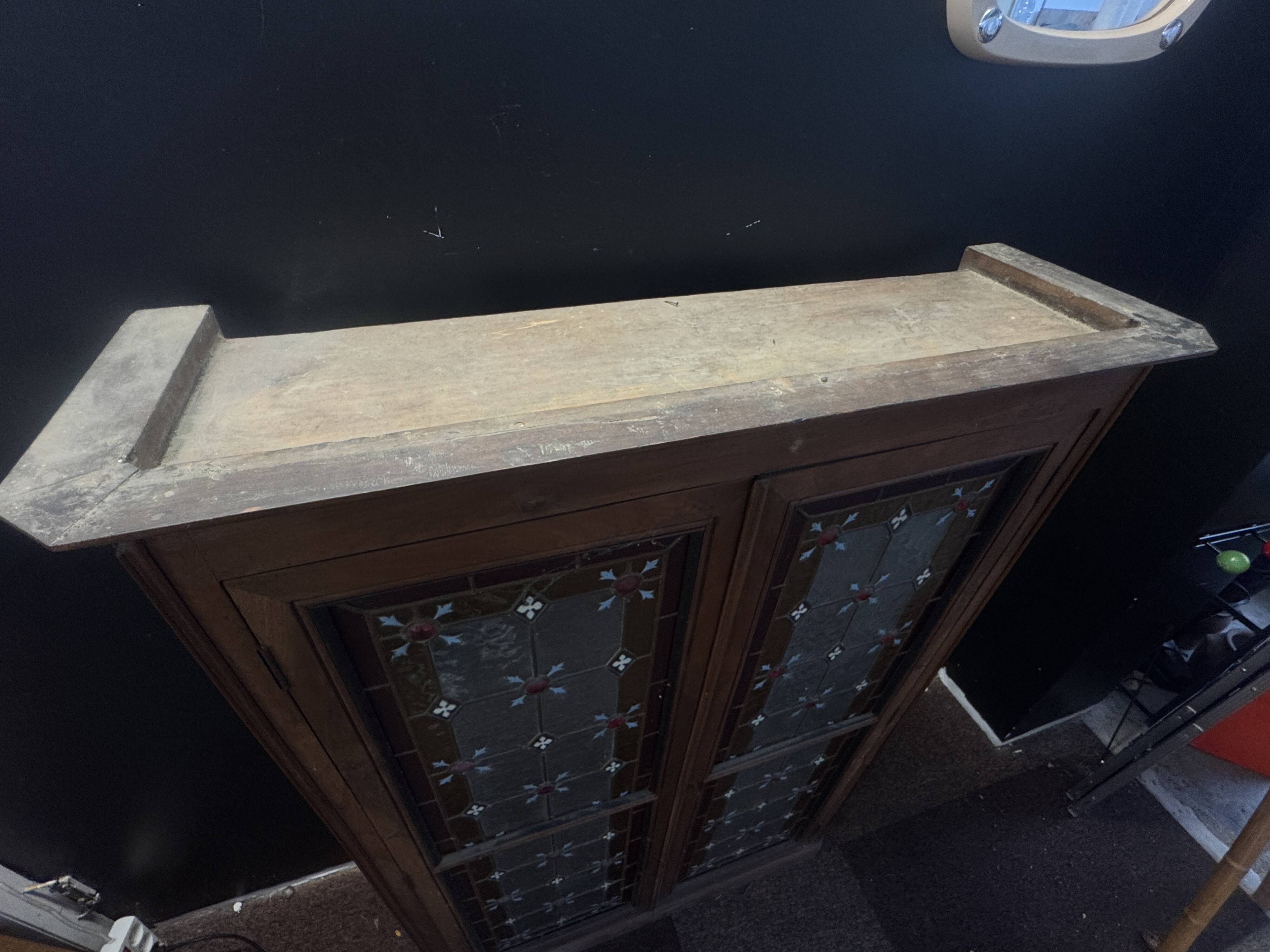 Antique presbytery display case – stained glass windows, religious inspiration