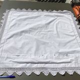MC embroidered pillowcase with flower detailing and crocheted edge