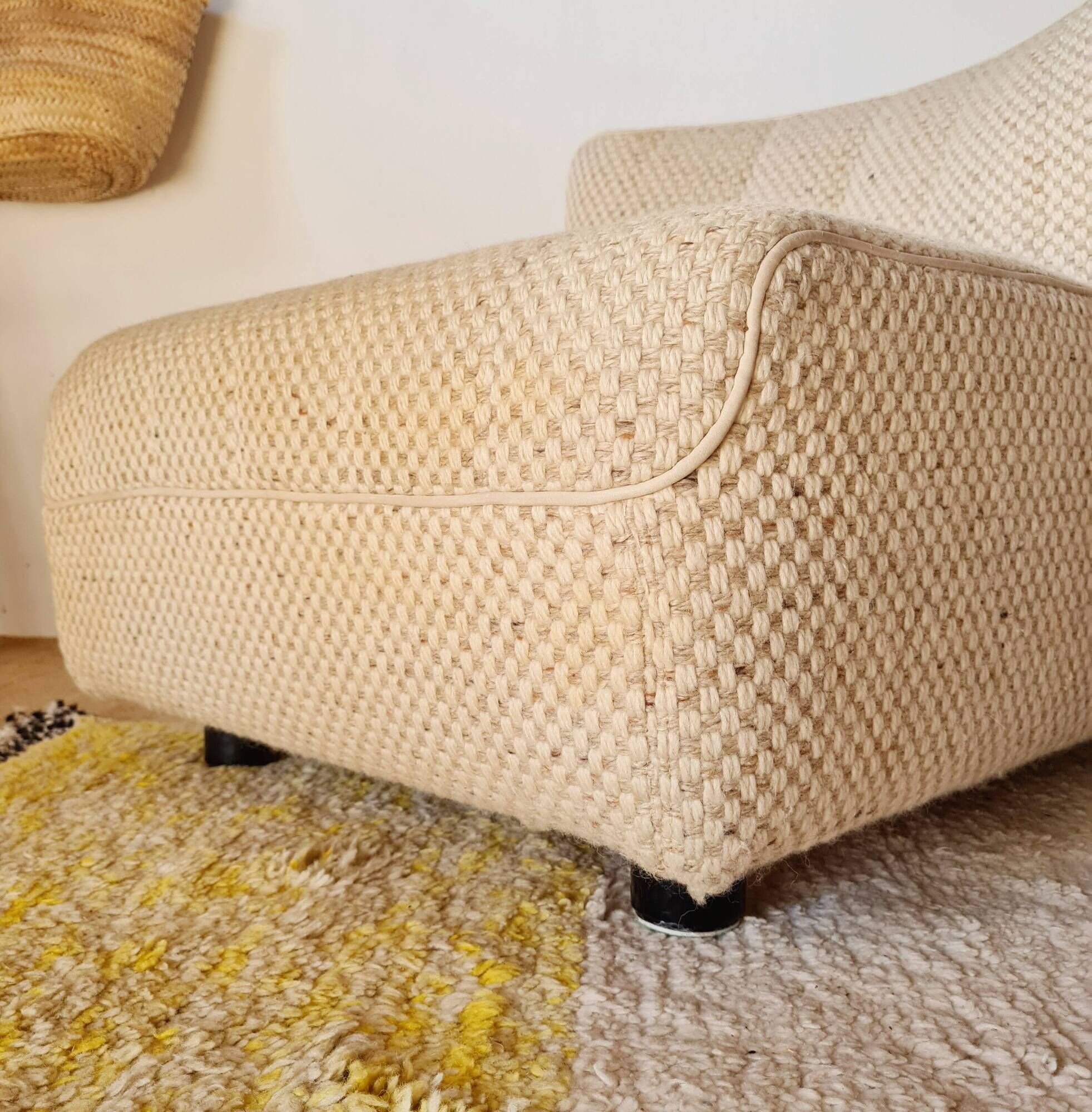 Vintage wool armchair, International Furniture Paris - 70s