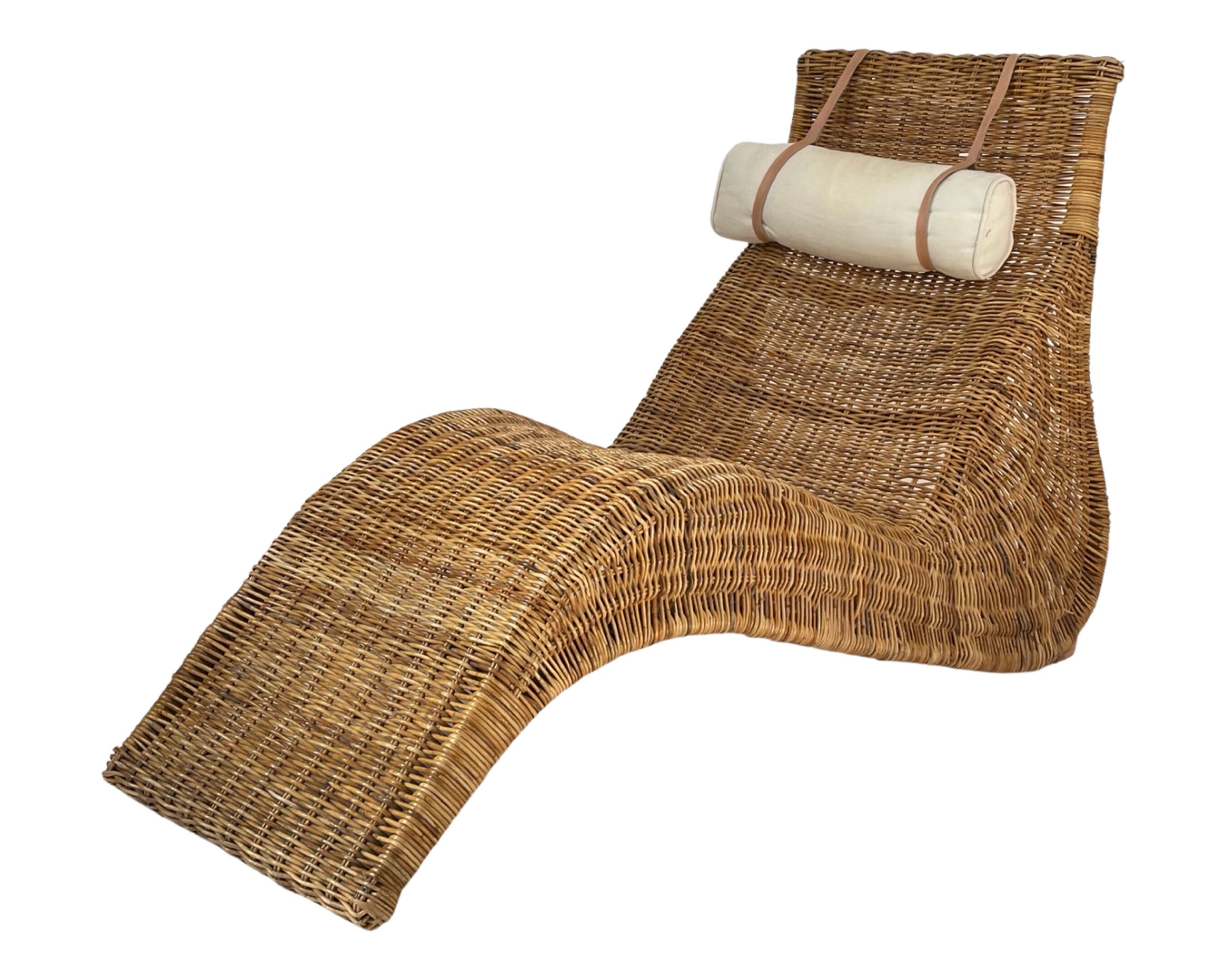 Karlskrona Rattan Wicker Chaise Lounge by Karl Malmvall for Ikea
