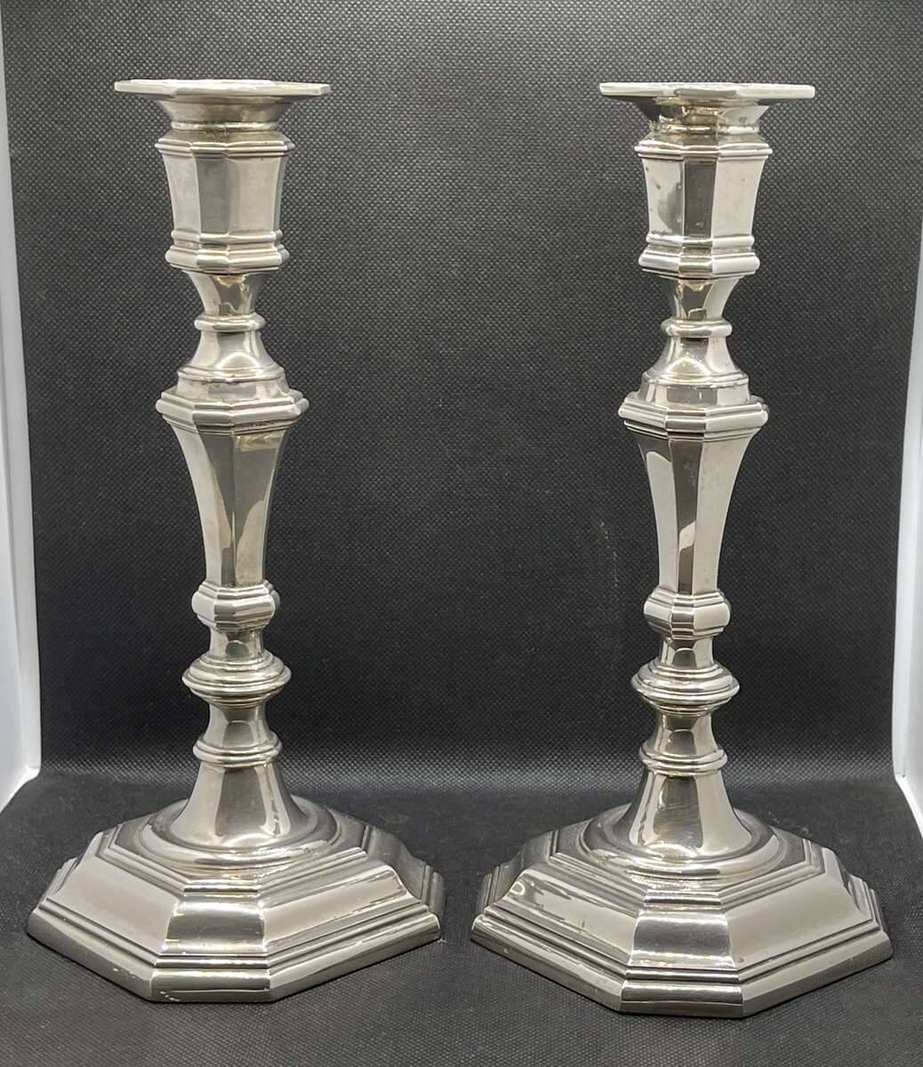 Pair of English silver-plated candlesticks from the 1950s