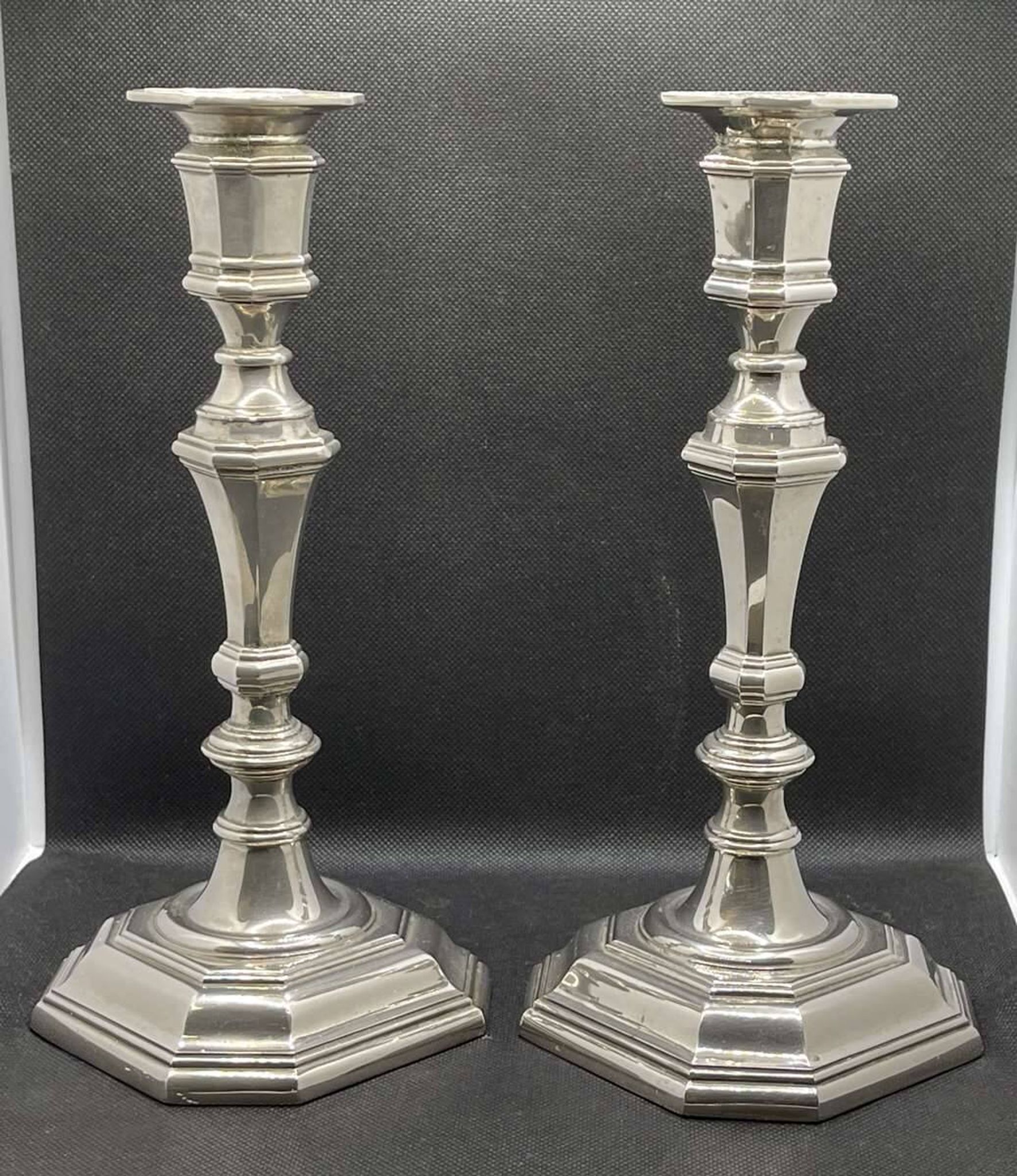 Pair of English silver-plated candlesticks from the 1950s