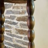 High stool in beaded wood - spool legs