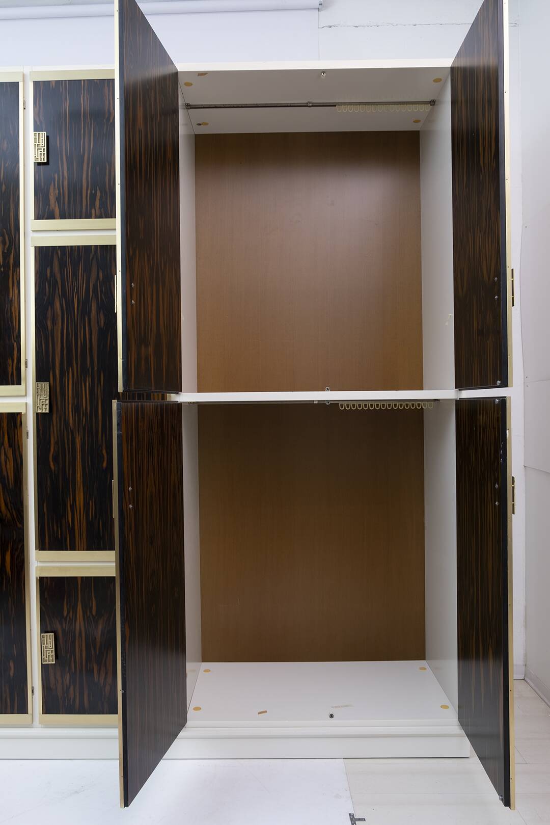Luciano Frigerio Mid-Century Modern Italian Brass and Walnut Wardrobe, 1970