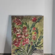 Tableau vintage fleurs au couteau