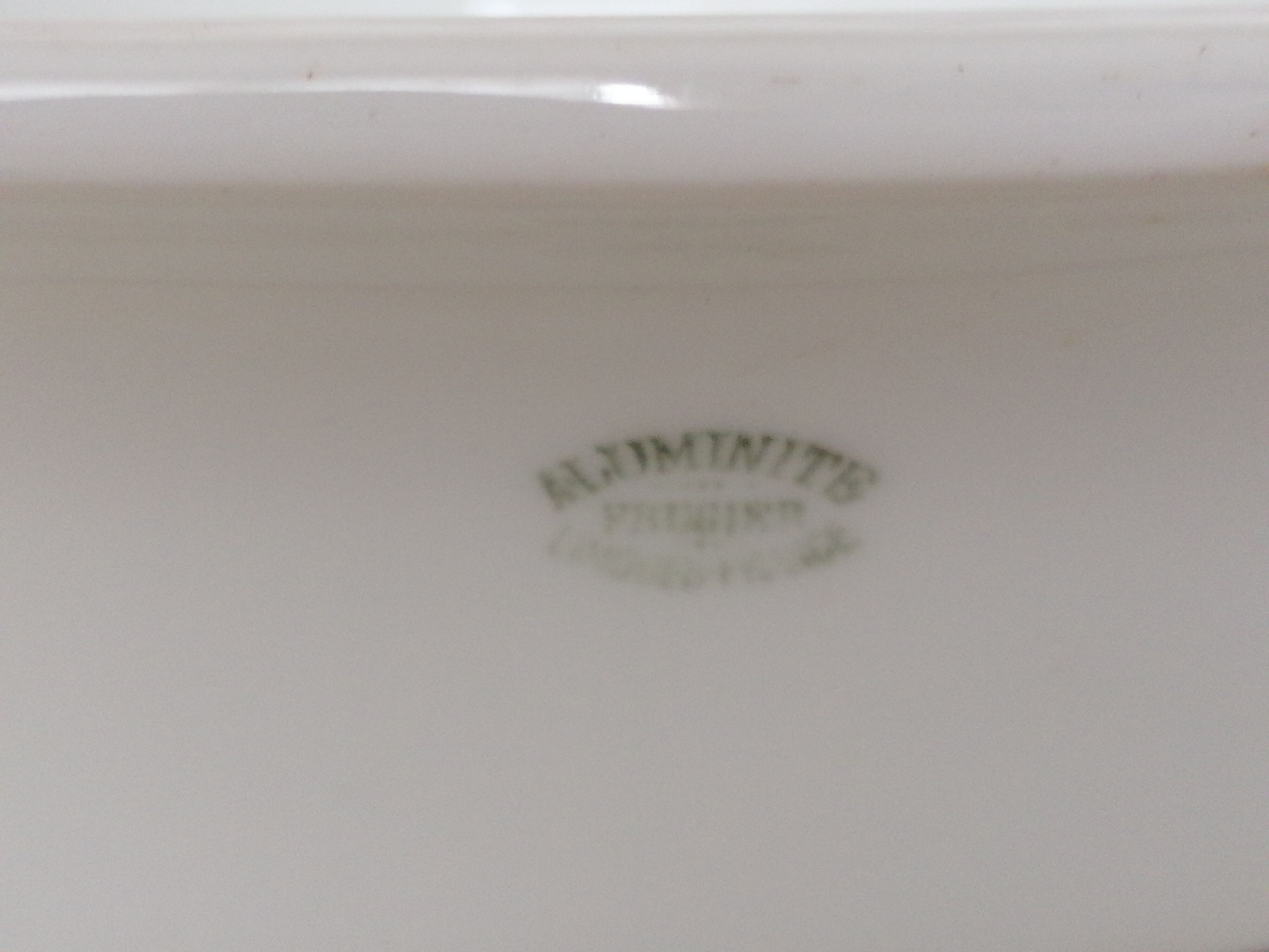Aluminite Frugier gratin dish, porcelain with fire