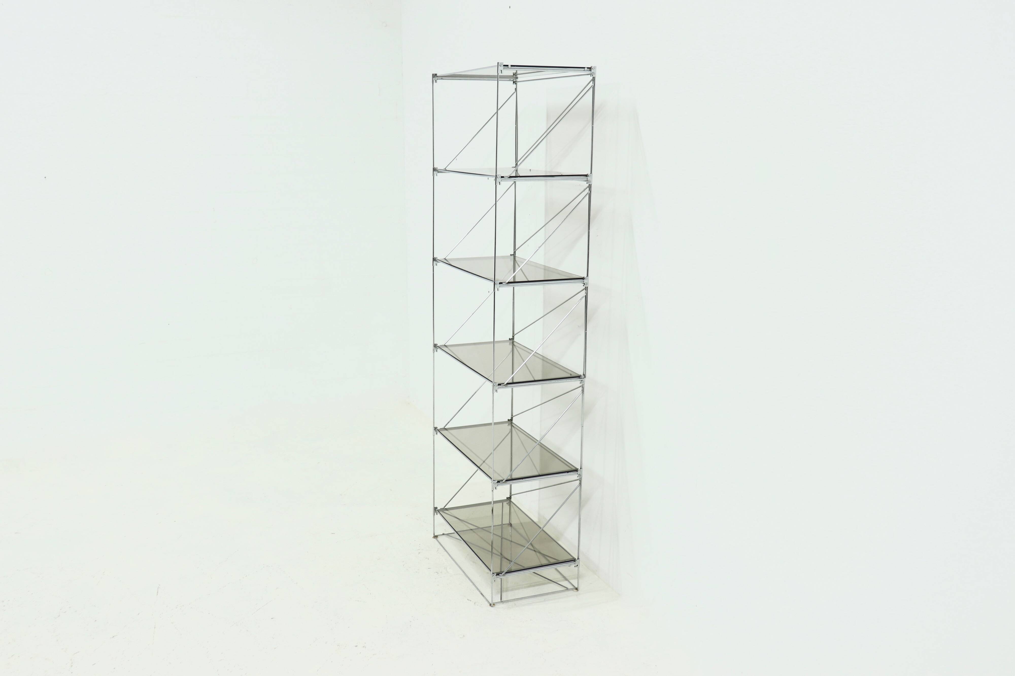 Large Minimalist Bookcase Model Isocele by Max Sauze 1970s