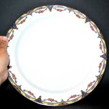 Round dish in Limoges porcelain - W. GUERIN & Cie 1900 - decoration floral garlands